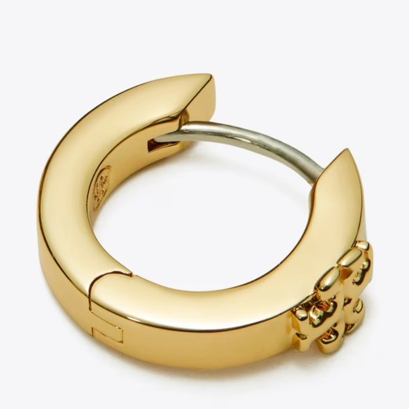 New Auth TORY BURCH ICON HUGGIE EARRINGS in Gold on TB Earring Card - Picture 2 of 12